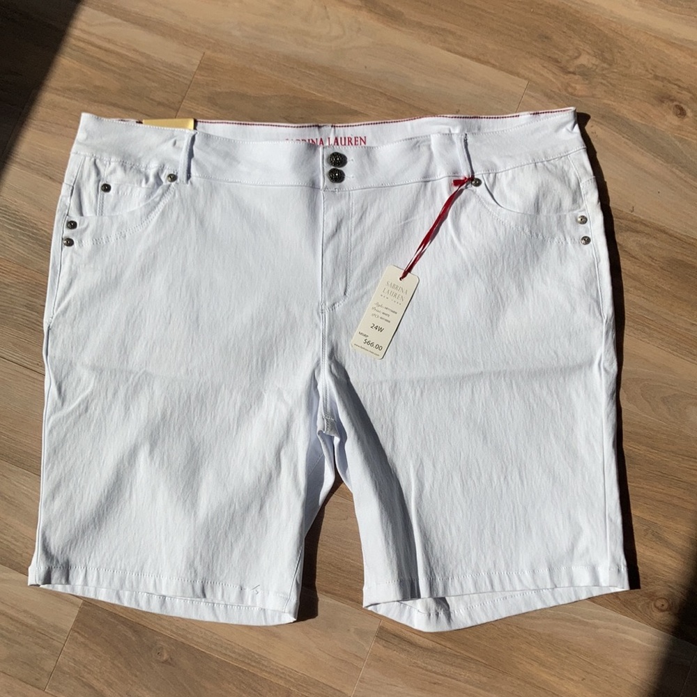 NWT sabrina lauren skinny fit stretch jean bermuda white short - Picture 15 of 15